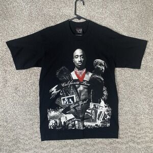 Vintage 2Pac T-Shirt Mens Medium Black Thug Life Rap Hip Hop Made In The USA